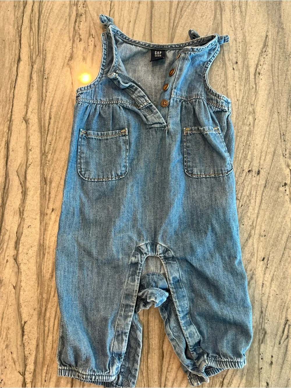 GAP Denim Romper in Medium Blue